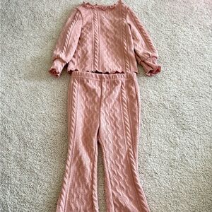 Pink Knit Two-Piece Set - Cable Texture